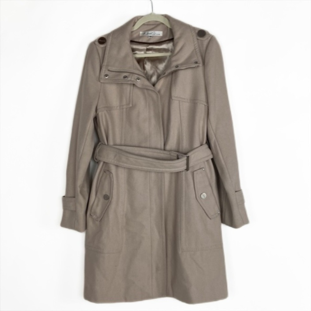 Kenneth Cole New York Wool Belted Zip Up & Down Snap Zip Full Length Trench Coat - Picture 1 of 16